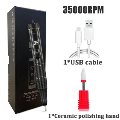 Profesionalna bežična punjiva električna bušilica za nokte od 35000 okretaja u minuti, višenamjenski pribor za manikuru za poliranje noktiju