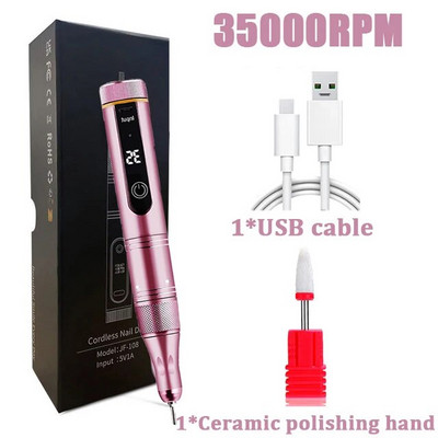 Profesionalna bežična punjiva električna bušilica za nokte od 35000 okretaja u minuti, višenamjenski pribor za manikuru za poliranje noktiju