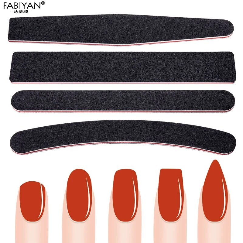 5 vnt. nagų dailės stačiakampės dildės buferis šlifavimo popierius, plonas, pusmėnulio blizgesio antgaliai 100/180 manikiūro įrankiai