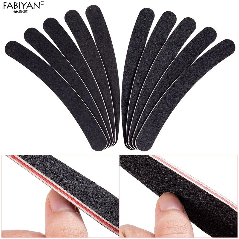 5 vnt. nagų dailės stačiakampės dildės buferis šlifavimo popierius, plonas, pusmėnulio blizgesio antgaliai 100/180 manikiūro įrankiai