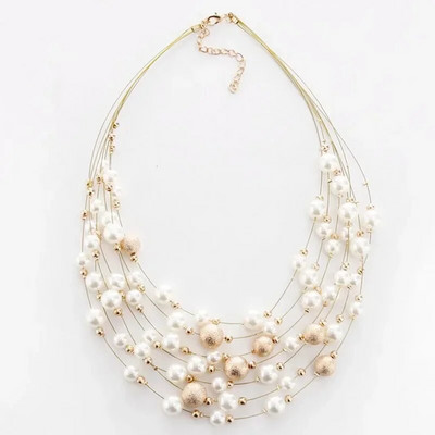 2023. aasta uued moeehted, kullavärvi mitmekihilised ketid, pärlikeed naistele, pulmadeks mõeldud pruudi kaelakee