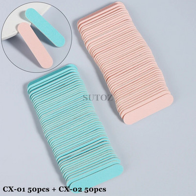 50/100 tk miniküüneviilid hulgi Kahepoolne puidulihvimispuhverploki komplekt Emery Board poleerimispediküüri maniküüri tööriistad LEBCX