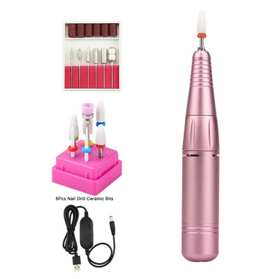 Elektriline küünepuurimasin, USB-kantav küünepuuripliiats, geellaki freesviilid, tööriistakomplekt, 35000 p/min