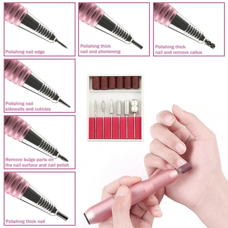 Elektriline küünepuurimasin, USB-kantav küünepuuripliiats, geellaki freesviilid, tööriistakomplekt, 35000 p/min