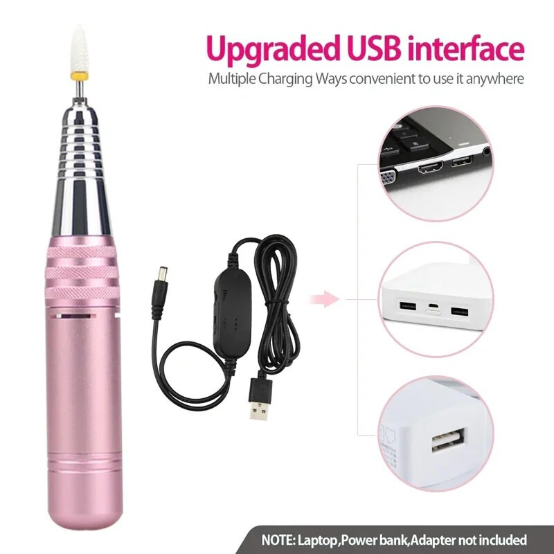 Elektriline küünepuurimasin, USB-kantav küünepuuripliiats, geellaki freesviilid, tööriistakomplekt, 35000 p/min