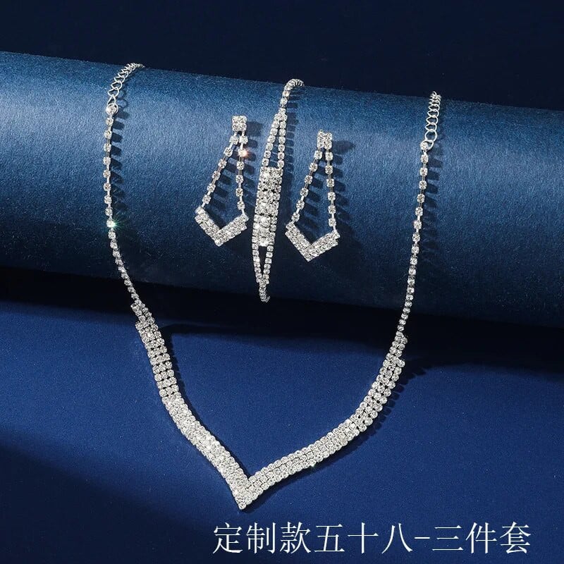 FYUAN Shine ABSilver spalvos krištolo karoliai auskarai apyrankės ilgas kutas Kalnų krištolo auskarai vestuvių vakarėliui papuošalų rinkiniai