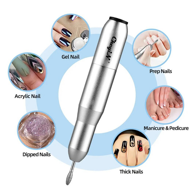 CkeyiN 20000rpm Τρυπάνι νυχιών Μύλος στίλβωσης για μανικιούρ σετ φρεζαρίσματος Ηλεκτρικό τριβείο νυχιών ρυθμιζόμενης ταχύτητας