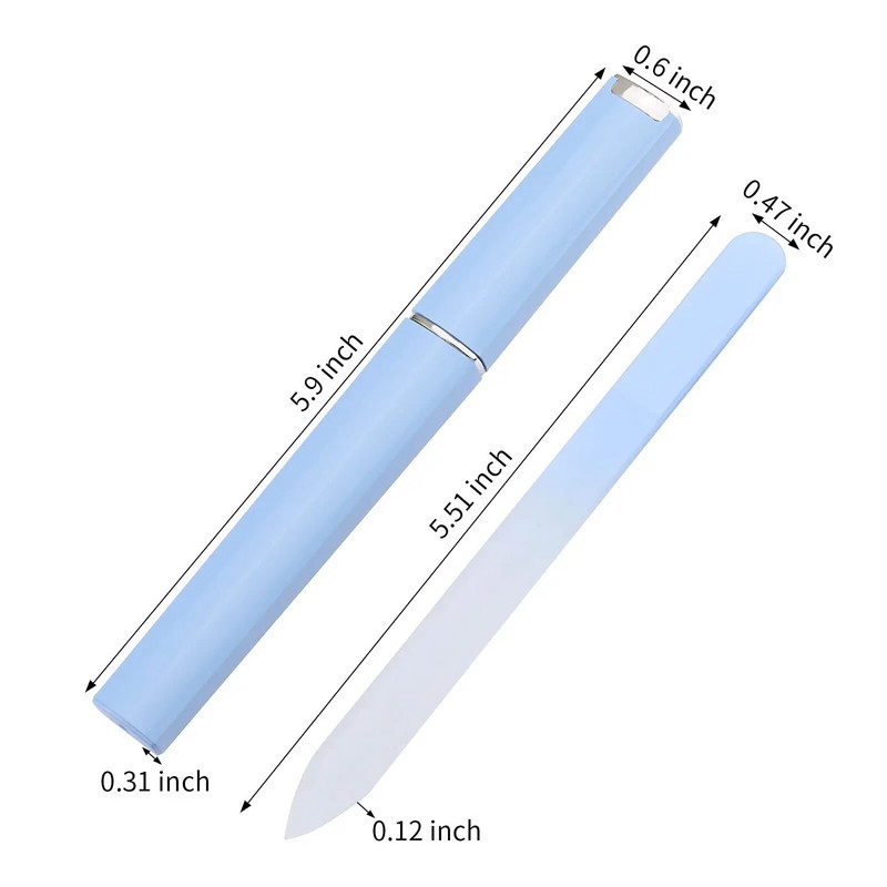 Stiklinė nagų dildė su dėklu, nagų dildės, skirtos natūraliems nagams dvipusis graviruotas stiklo dildiklis Profesionalus manikiūro nagų įrankis