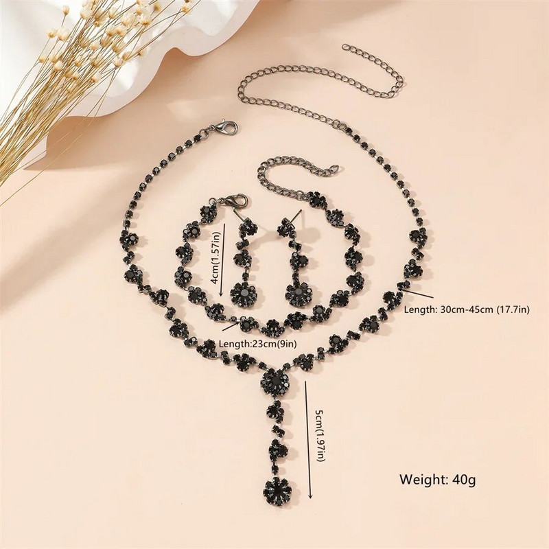 FYUAN Shine must hõbedane kristallist kaelakee kõrvarõngad käevõru pika tutiga kõrvarõngad pulmapruudiks ehtekomplektid