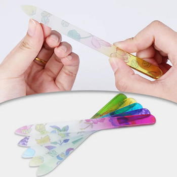 Επαγγελματική έγχρωμη εκτύπωση 14cm Γυάλινη λίμα νυχιών Εκτύπωση Crystal Glass Nail File Flash Εργαλείο βερνικιού νυχιών