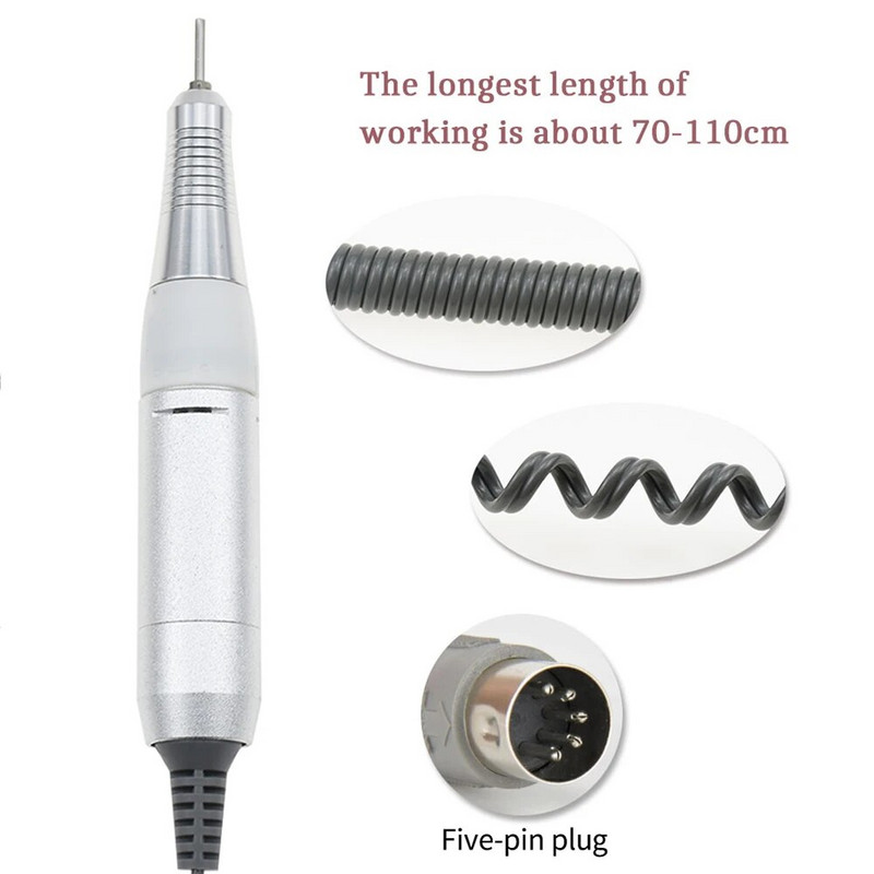 Pro 35000 RPM elektriline küünepuurimasin roostevabast terasest käepidemega elektriline maniküüri puur ja tarvikud küünte kunsti tööriist 3 värvivalik