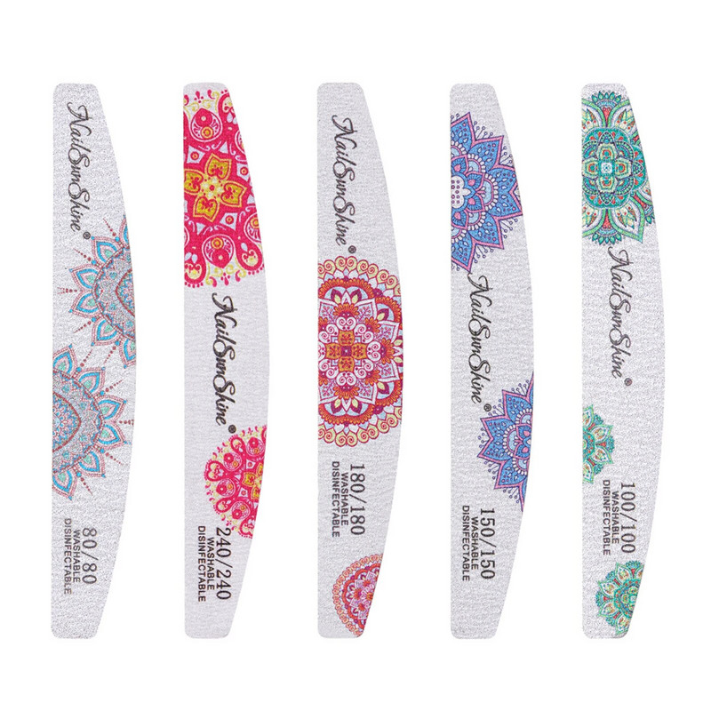 Gėlių manikiūro nagų dildės buferis Praktiškas dvipusis spausdintas nagų lakas Pirštų nagų pedikiūro manikiūro PR išpardavimas