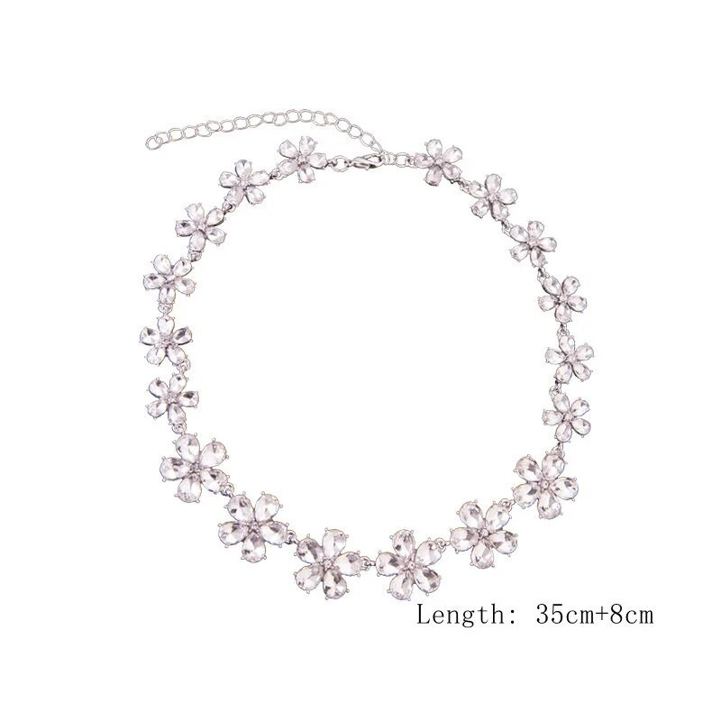 FYUAN Korea stiilis lillega kristallist kaelakee kõrvarõngad naistele naistele pulmade pruudi ehtekomplektid aksessuaarid