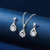 FYUAN klasikiniai geometriniai cirkonio karoliai auskarai moteriški vandens lašų krištoliniai auskarai vestuvėms nuotakos papuošalų rinkiniai priedai