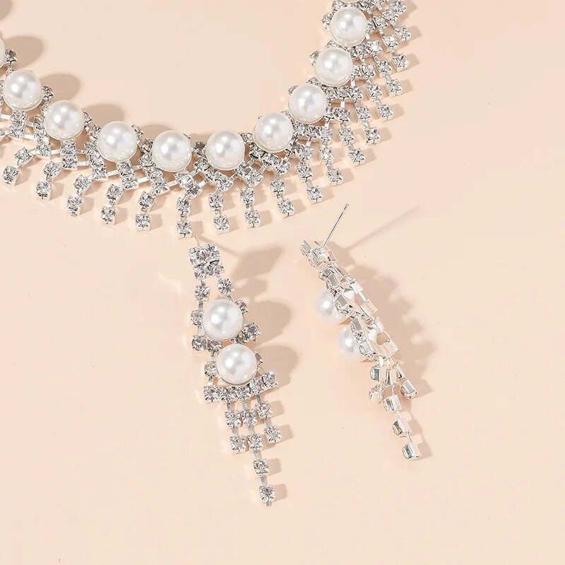 FYUAN New Style Geomeetriline Rhinestone kaelakee Kõrvarõngad Naistele Pärlikee Pulma Pruudi ehtekomplektid Aksessuaarid