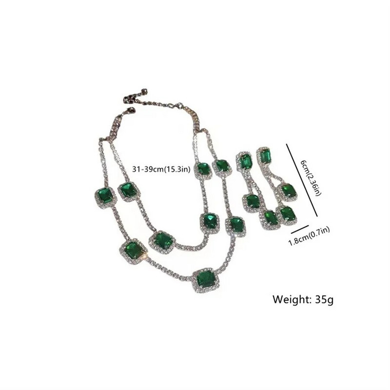 Γυναικεία σκουλαρίκια κολιέ πολυτελείας FYUAN Σκούρο μπλε σκουλαρίκια κρυστάλλινα σκουλαρίκια με σταγόνα νερού Σετ κοσμημάτων γάμου νύφης