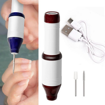 CNHIDS Φορητό Mini Electric Drill Machine Nail Art Equipment USB Σετ φρέζας για μανικιούρ με εργαλείο λίμας για κεφαλή λείανσης