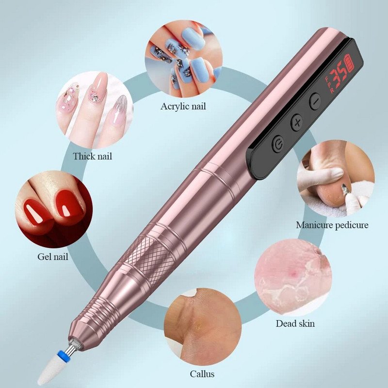 Professionaalne aku küüneprill, 35 000 p/min laetav elektriline küüneviil akrüül-geelküünte maniküür-pediküüri komplektide jaoks