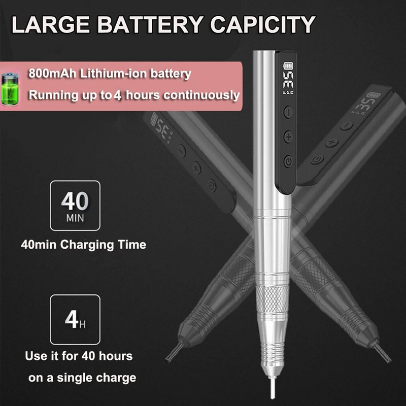 Professionaalne aku küüneprill, 35 000 p/min laetav elektriline küüneviil akrüül-geelküünte maniküür-pediküüri komplektide jaoks
