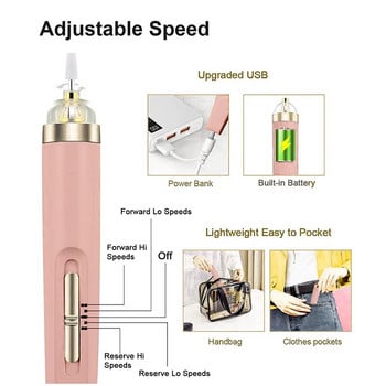 Мини USB електрическа шлифовъчна машина за нокти Бормашина 5 в 1 машина за полиране на нокти Пила за нокти с лека преносима мини електрическа маникюрна арт