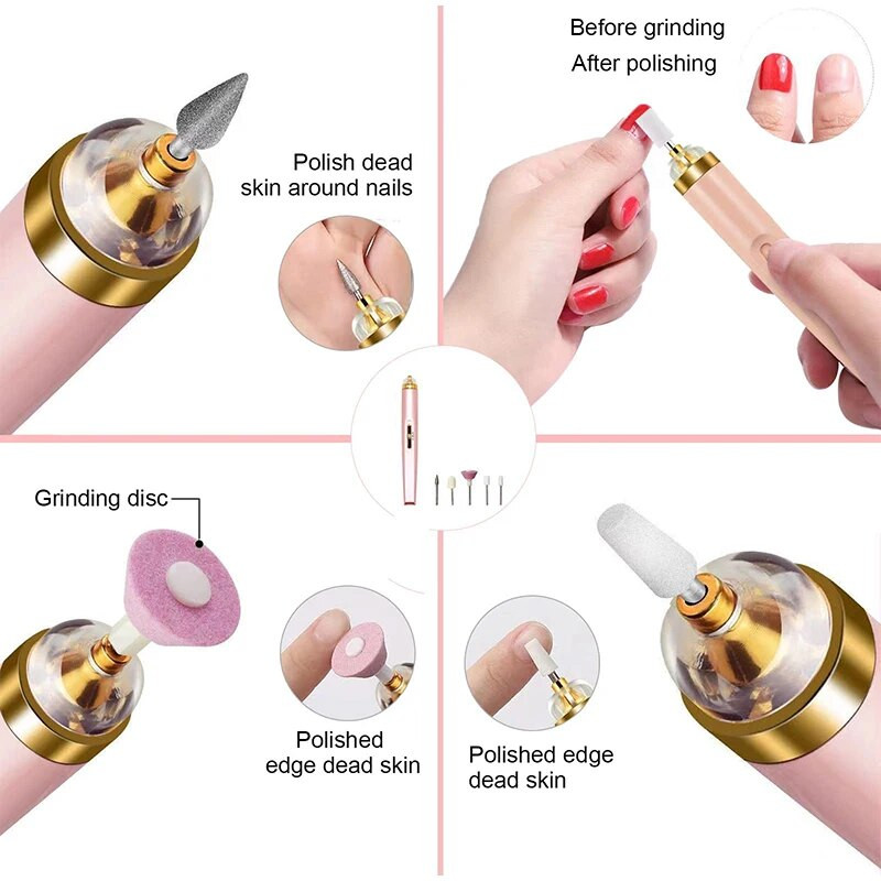 Μίνι USB Ηλεκτρικό Τρυπάνι Νυχιών Μύλος Νυχιών 5 σε 1 Μηχάνημα Γυαλίσματος νυχιών Λίμα νυχιών με ελαφρύ φορητό Mini Electric Art Manicure