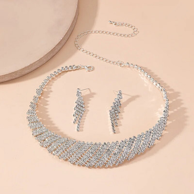 FYUAN täiskivist kaelakee kõrvarõngad naistele geomeetrilised daamid pulmapruutide ehtekomplektid aksessuaarid