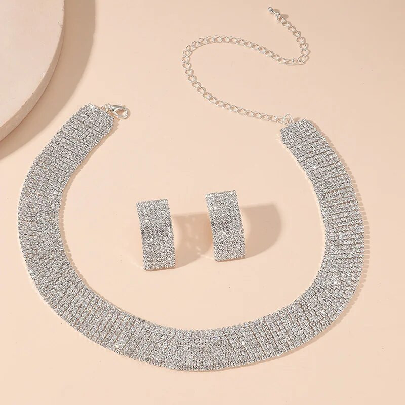 FYUAN täiskivist kaelakee kõrvarõngad naistele geomeetrilised daamid pulmapruutide ehtekomplektid aksessuaarid