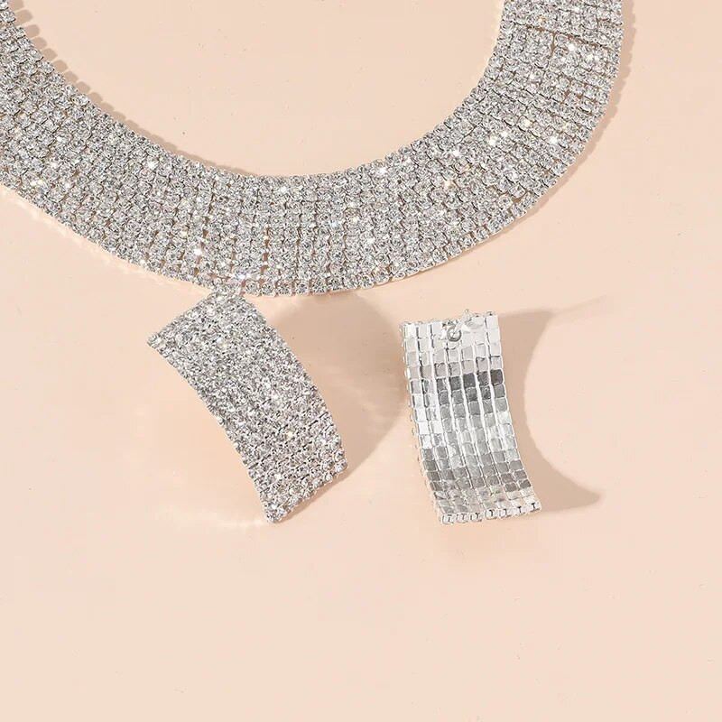 FYUAN täiskivist kaelakee kõrvarõngad naistele geomeetrilised daamid pulmapruutide ehtekomplektid aksessuaarid