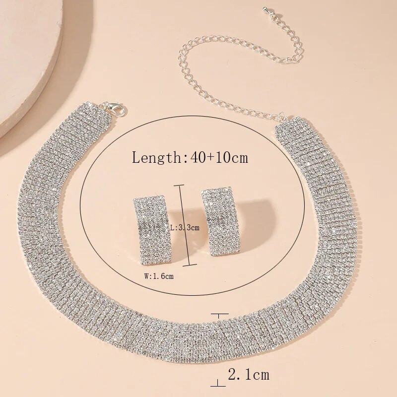 FYUAN täiskivist kaelakee kõrvarõngad naistele geomeetrilised daamid pulmapruutide ehtekomplektid aksessuaarid