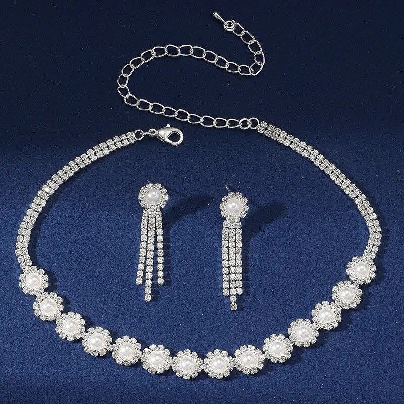 FYUAN lihtsad pärlikee kõrvarõngad naistele pika tutiga kivist kõrvarõngad pulma pruudi ehtekomplektid aksessuaarid