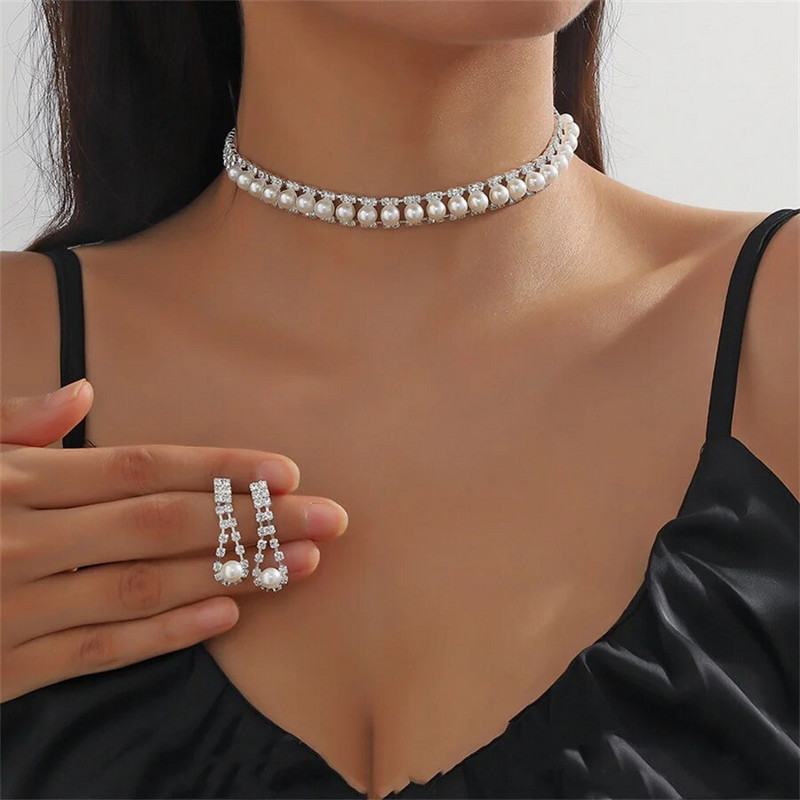 FYUAN pärlikee kõrvarõngad naistele pika tutiga kivist kõrvarõngad pulmapruudi ehtekomplektid aksessuaarid