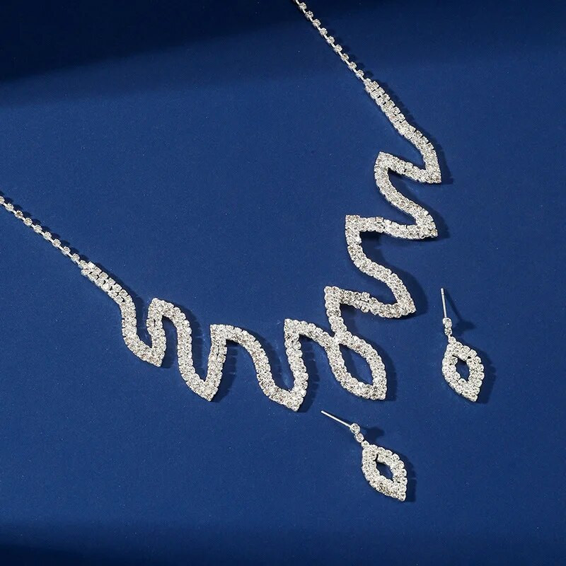 FYUAN Geometrijske ogrlice sa vještačkim dijamantima Naušnice za žene Vjenčanja Mladenke Setovi nakita Dodatni pribor