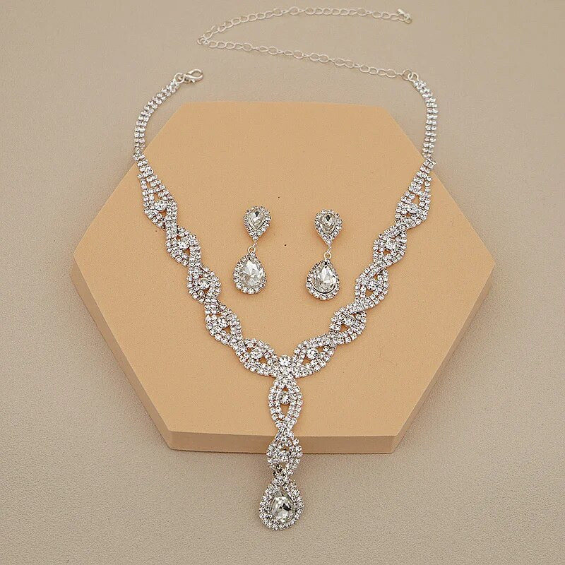 FYUAN prabangūs vandens lašai, cirkonio karoliai, auskarai, apyrankės, moteriški krištoliniai auskarai vestuvėms nuotakai papuošalų rinkiniai priedai