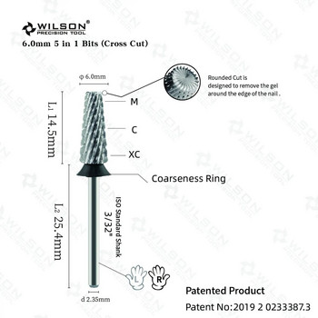 WILSON 6.0mm 5 in 1 Bits (Cross Cut) - Εργαλεία / Νύχια / Μανικιούρ / Αξεσουάρ νυχιών / Τρυπάνια