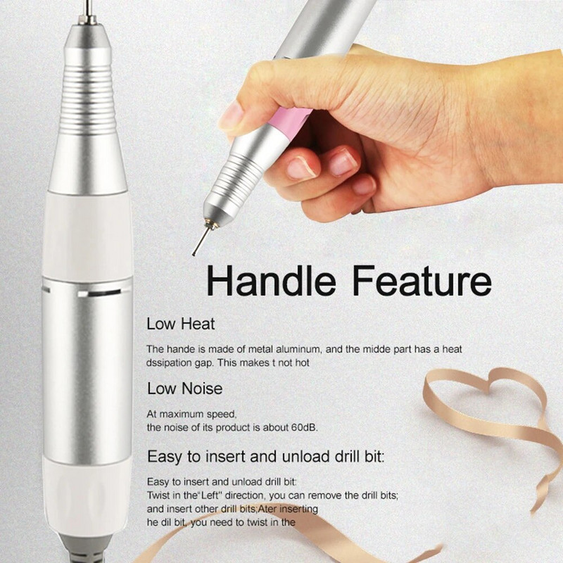 Pix pentru găurit unghii, pix portabil electric, piesă de lustruit pentru unghii, piesa de mână pentru mașină de găurit unghii, pentru manichiură, pedichiură, accesorii, instrument