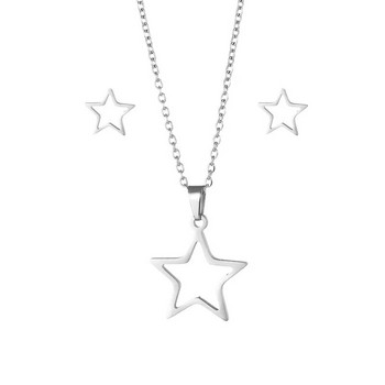 Σκουλαρίκια από ανοξείδωτο ατσάλι Σετ κολιέ για γυναίκες Κλασικό κούφιο Star Choker Κρεμαστό Κολιέ Κοσμήματα αρραβώνων TZ174