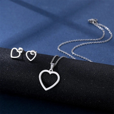 Roostevabast terasest kõrvarõngad kaelakee komplekt naistele Klassikaline õõnes Star Choker ripats Kaelakee Kihlus Ehted TZ174