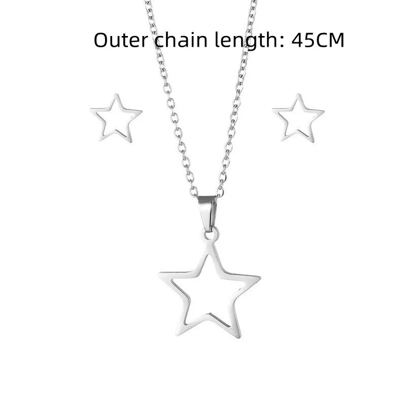 Roostevabast terasest kõrvarõngad kaelakee komplekt naistele Klassikaline õõnes Star Choker ripats Kaelakee Kihlus Ehted TZ174