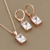 Νέα μοντέρνα κοσμήματα για γυναίκες 585 σετ κρεμαστά σκουλαρίκια σε ροζ χρυσό χρώμα Τετράγωνα σετ κοσμημάτων από φυσικό ζιργκόν υψηλής ποιότητας Fashiom