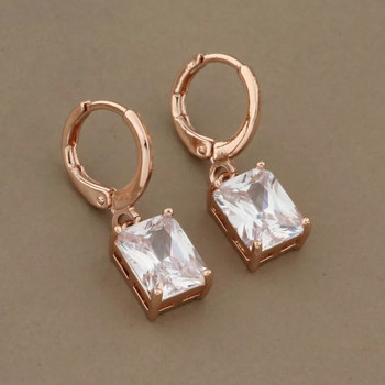 Νέα μοντέρνα κοσμήματα για γυναίκες 585 σετ κρεμαστά σκουλαρίκια σε ροζ χρυσό χρώμα Τετράγωνα σετ κοσμημάτων από φυσικό ζιργκόν υψηλής ποιότητας Fashiom