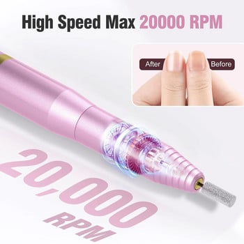 LULAA Nail Art Electric Drill Machine Μανικιούρ Σετ νυχιών Σετ πεντικιούρ Milling Cutter Polisher Nail Drill Equipment