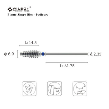 WILSON Flame Shape Remove Foot Calluses Carbide Pedicure Drill Bit Nail Art Callus Treatment Τρυπάνι νυχιών Διαφορετικά είδη