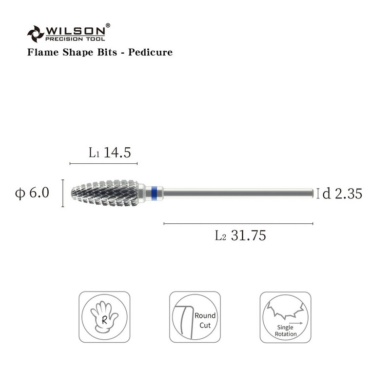 WILSON Flame Shape Uklanja žuljeve stopala Svrdlo od karbida za pedikuru Nail Art Svrdlo za liječenje žuljeva Svrdlo za nokte Različite vrste