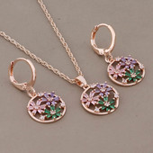 Uus trendikas 585 roosikulla värvi ümmarguste kõrvarõngaste ja ripatsite komplekt 2023 luksuslik kõrge kvaliteediga naturaalsest tsirkoonist ehete komplekt