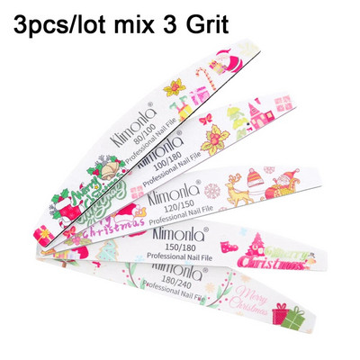 Mix küüneviilid Tugev liivapaber pestav küünepuhver Emery Board 80 100/180/240 Grit Lime a ongle maniküüri poleerija Christmas