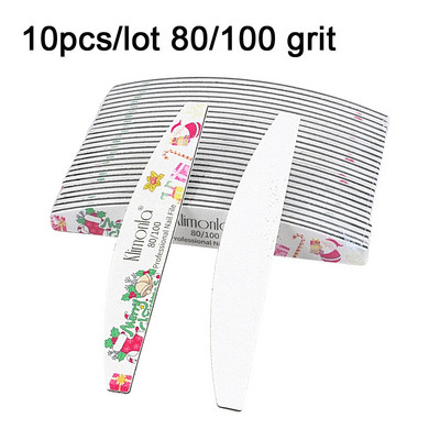 Mix küüneviilid Tugev liivapaber pestav küünepuhver Emery Board 80 100/180/240 Grit Lime a ongle maniküüri poleerija Christmas