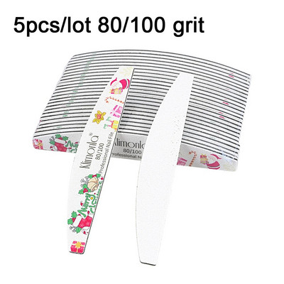 Mix küüneviilid Tugev liivapaber pestav küünepuhver Emery Board 80 100/180/240 Grit Lime a ongle maniküüri poleerija Christmas