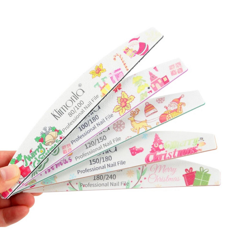 Mix nagu vīles Spēcīgs smilšpapīrs Mazgājams Nagi Buffer Emery Board 80 100/180/240 Grit Lime a ongle manikīra pulētājs Ziemassvētki