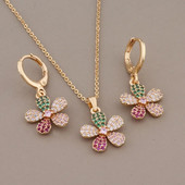 Jauns moderns kāzu rotaslietu komplekts augstas kvalitātes dabīgā cirkona kaklarota ziedu auskari sievietēm grezns elegants sieviešu komplekts