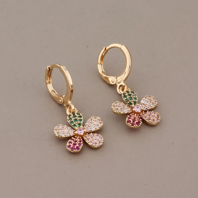 Jauns moderns kāzu rotaslietu komplekts augstas kvalitātes dabīgā cirkona kaklarota ziedu auskari sievietēm grezns elegants sieviešu komplekts